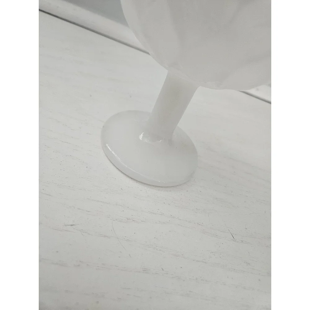 Vintage Anchor Hocking Textured Diamond Pattern White Milk Glass Stemmed Chalice
